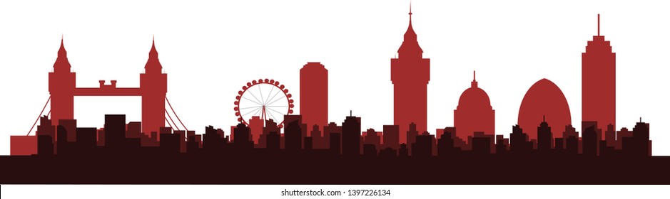 London City Skyline Silhouette Vector Illustration Stock Vector