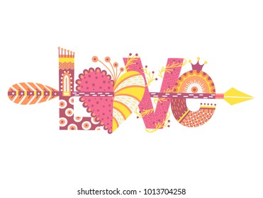 Love Hand Drawn Lettering Happy Valentines Stock Vector Royalty Free