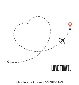 Love Travel Route Airplane Line Path Stock Vector Royalty Free