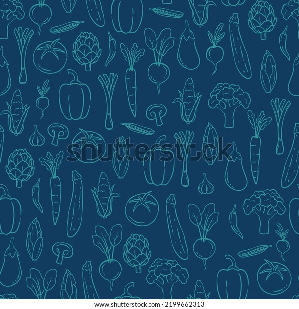 Lovely Hand Drawn Vegetables Seamless Pattern Stock Vector Royalty