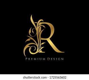 Golden Luxurious Initial Letter R Logo Stock Vector Royalty Free