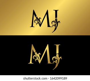 Golden Elegant Letter M Floral Logo Stock Vector Royalty Free