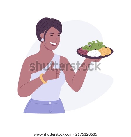 Macrobiotic diet isolated cartoon vector illustrations. Girl holding bowl with seasonal vegetables and nuts, healthy and organic nutrition, follow macrobiotic diet, meal bowl vector cartoon.