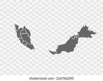 Malaysia Map Grey Color On Background Stock Vector Royalty Free