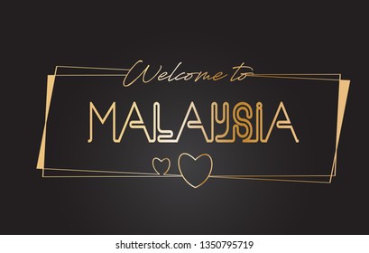 Vanuatu Welcome Golden Text Neon Lettering Stock Vector Royalty Free