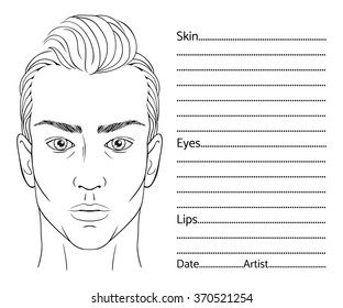 Male Face Chart Blank Professional Makeup Stock Vector Royalty Free