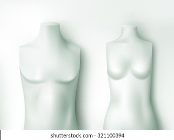 Vektor Stok Male Female Torsos Vector Illustration Tanpa Royalti