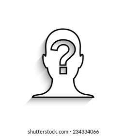 Male Profile Silhouette Question Mark Vector