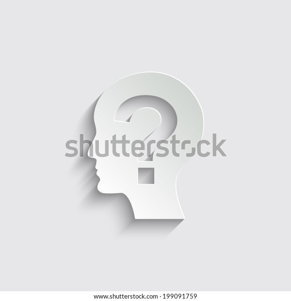 Male Profile Silhouette With Question Mark On The Head On A Grey Background