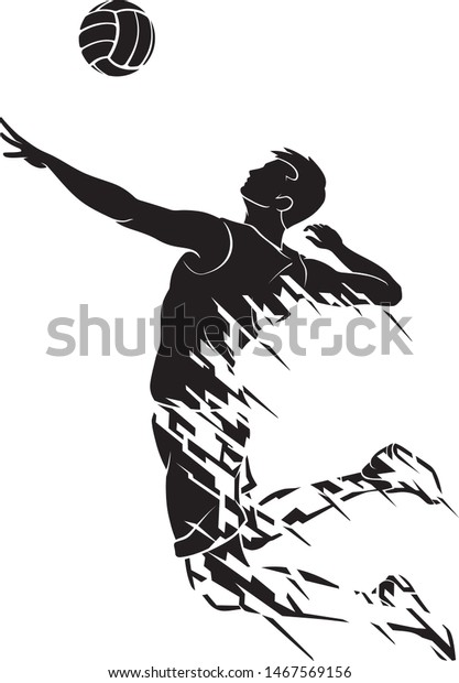 Male Volleyball Spiking Abstract Facet Stock Vector Royalty Free