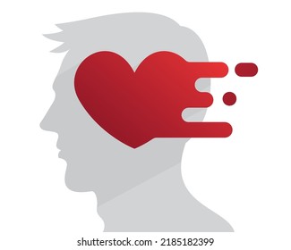 Man Head Heart Icon Mental Health Stock Vector Royalty Free