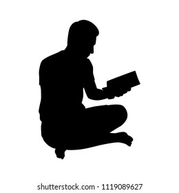 Man Reading Book Silhouette Vector Education เวกเตอรสตอก ปลอดคา