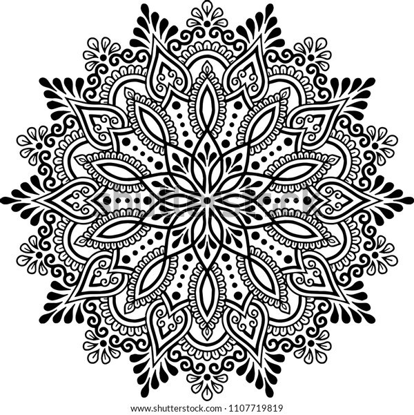 Vetor Stock De Mandala Pattern Black White Good Mood Livre De Direitos