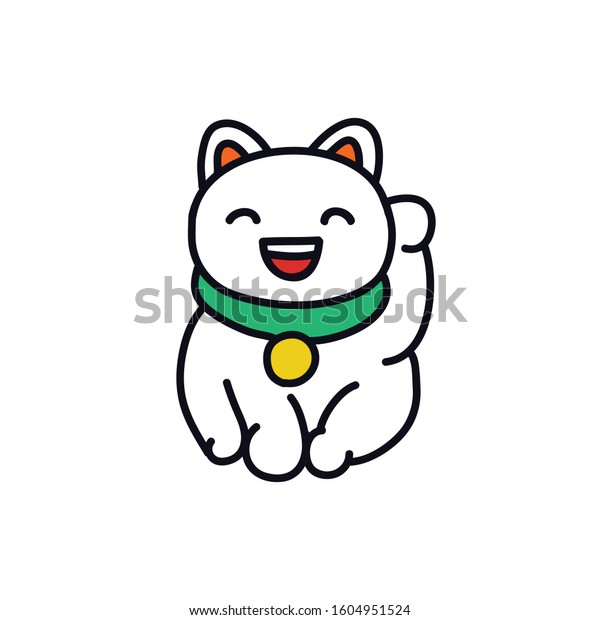 Maneki Neko Doodle Icon Vector Illustration Stock Vector Royalty Free