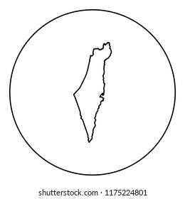 Map Israel Icon Black Color Round Stock Vector Royalty Free