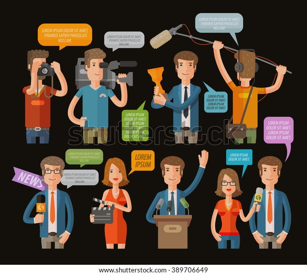 Media Television Journalism Icons Set Vector Stock Vector Royalty Free