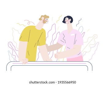 Medical Insurance Rehabilitation Physiotherapy Modern Flat Stock Vector