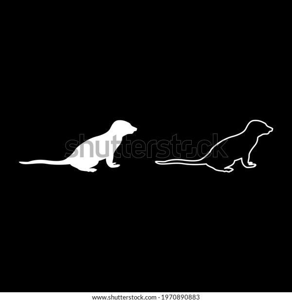 Meerkat Pose Suricata Suricatta Silhouette White Stock Vector Royalty