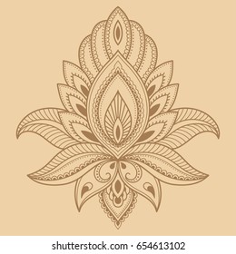 Mehndi Lotus Flower Pattern Henna Drawing Stock Vector Royalty Free