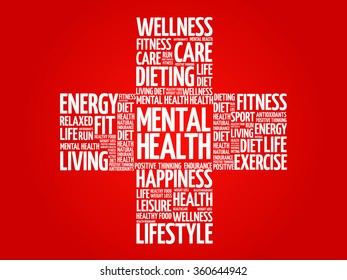 Mental Health Word Cloud Health Cross Stock Vector Royalty Free