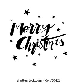 Merry Christmas Lettering Illustration Stars Stock Vector Royalty Free