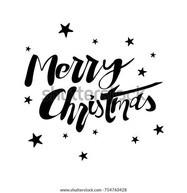 Merry Christmas Lettering Illustration Stars Stock Vector Royalty Free