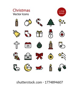 Vector Illustration Set Simple Christmas Icons Stock Vector Royalty