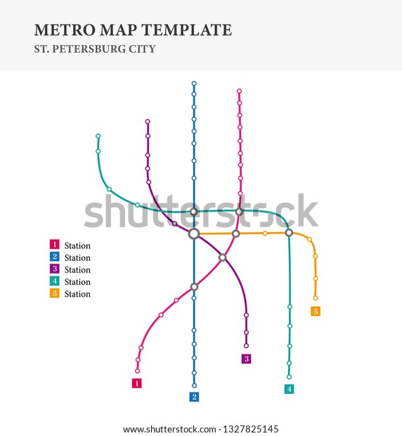 Metrosubway Map Design Template City Transportation Stock Vector