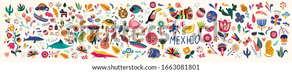 Gran Colecci N De M Xico Dise O Decorativo Mexicano Vectorial Mapa De