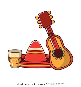 Mexico Culture Foods Cartoons Glass Mariachi Stock Vector Royalty Free