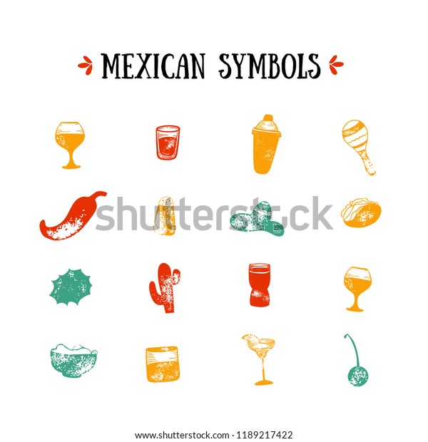 Mexico Icon Set Design Illustration Food Stock Vector Royalty Free