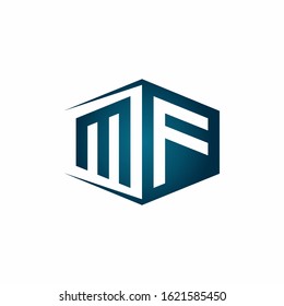 Mf Monogram Logo Hexagon Shape Negative Stock Vector Royalty Free