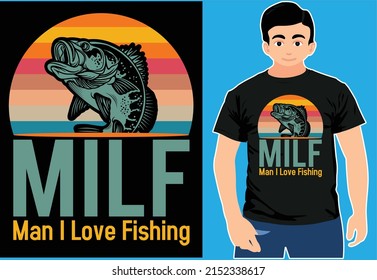 Milf Man Love Fishing Typography Tshirt Stock Vector Royalty Free