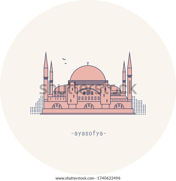 Minimalist Illustration Istanbuls Iconic Hagia Sophia Stock Vector