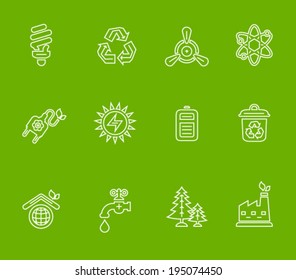 Minimalistic Thin Vector Ecological Icons Set Stock Vector Royalty