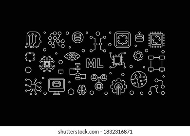 Ml Machine Learning Concept Vector Outline Stock Vector Royalty Free