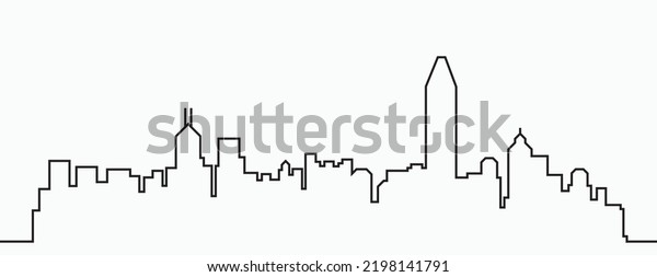 Modern City Skyline Outline Drawing On Stock Vector Royalty Free