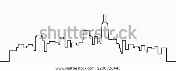 Modern City Skyline Outline Drawing On Stock Vector Royalty Free