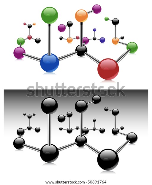 Molecule Color Isolated Elements On White Stock Vector Royalty Free