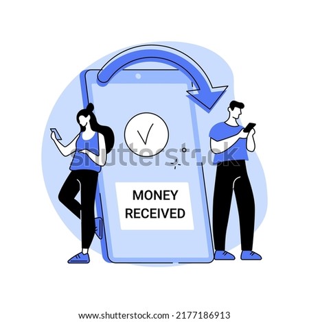 Money transfer isolated cartoon vector illustrations. Hands with smartphone, using banking app to transfer money, banking service, peer-to-peer network, business people vector cartoon.