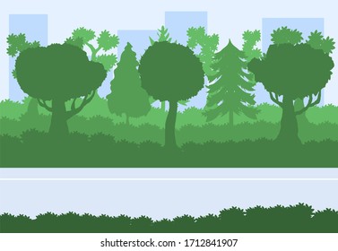 Morning Forest Landscape Horizontal Banner Panoramic Stock Vector