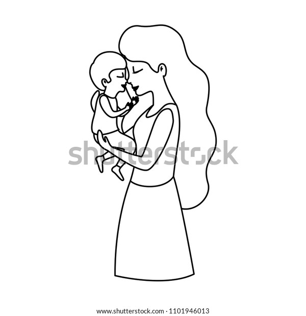 Mother Lifting Son Characters Stock Vector Royalty Free 1101946013