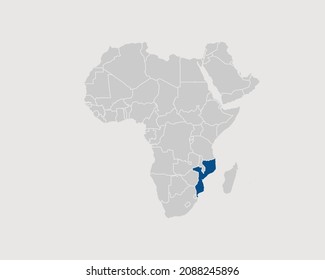 Mozambique Highlighted On Africa Map Eps Stock Vector Royalty Free