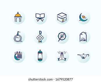 Muslim Islam Set Vector Icons Stock Vector Royalty Free Shutterstock