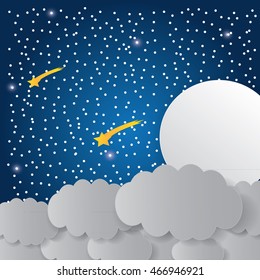 Mystical Night Sky Background Moon Clouds Stock Vector Royalty Free