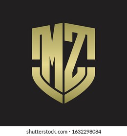 Mz Logo Monogram Emblem Shield Shape Stock Vector Royalty Free