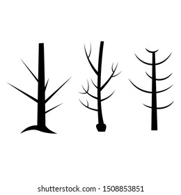 Naked Trees Silhouettes Set Hand Drawn Stock Vector Royalty Free Shutterstock