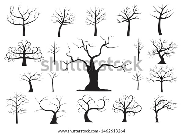 Naked Trees Silhouettes Vector Set เวกเตอรสตอก ปลอดคาลขสทธ Shutterstock