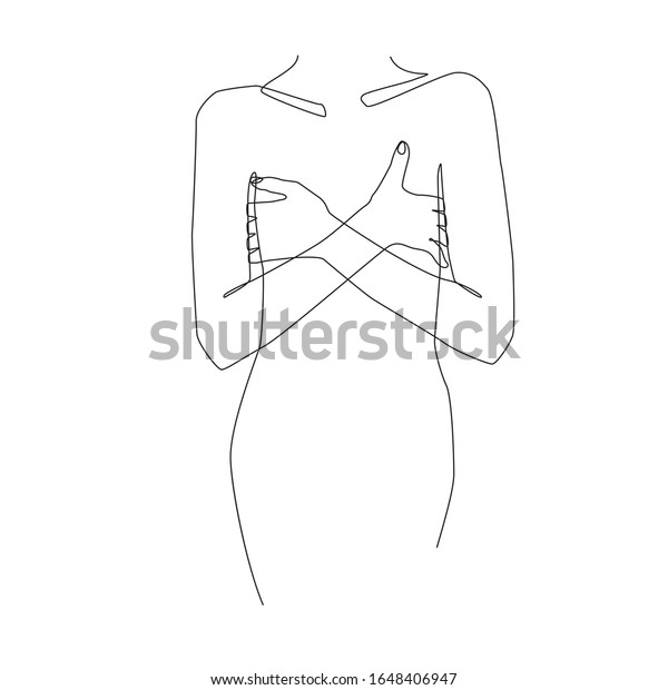 Naked Woman Covers Her Breasts Her Stock Vector Royalty Free