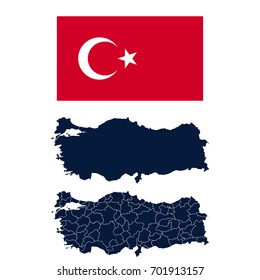 Navy Blue Turkey Map Flag Isolated Stock Vector Royalty Free